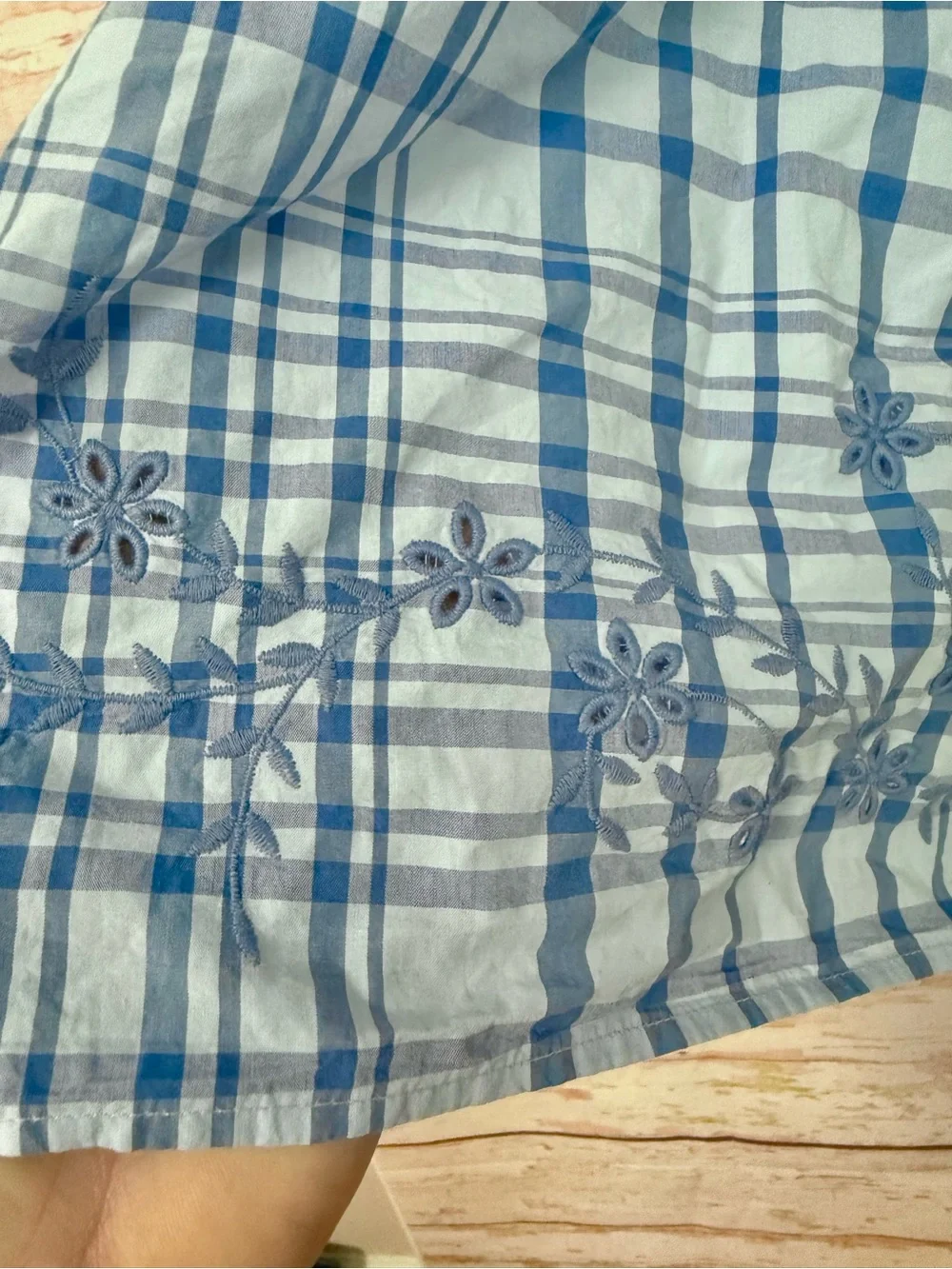 NEW Free Assembly Blue Plaid Embroidered Midi Skirt